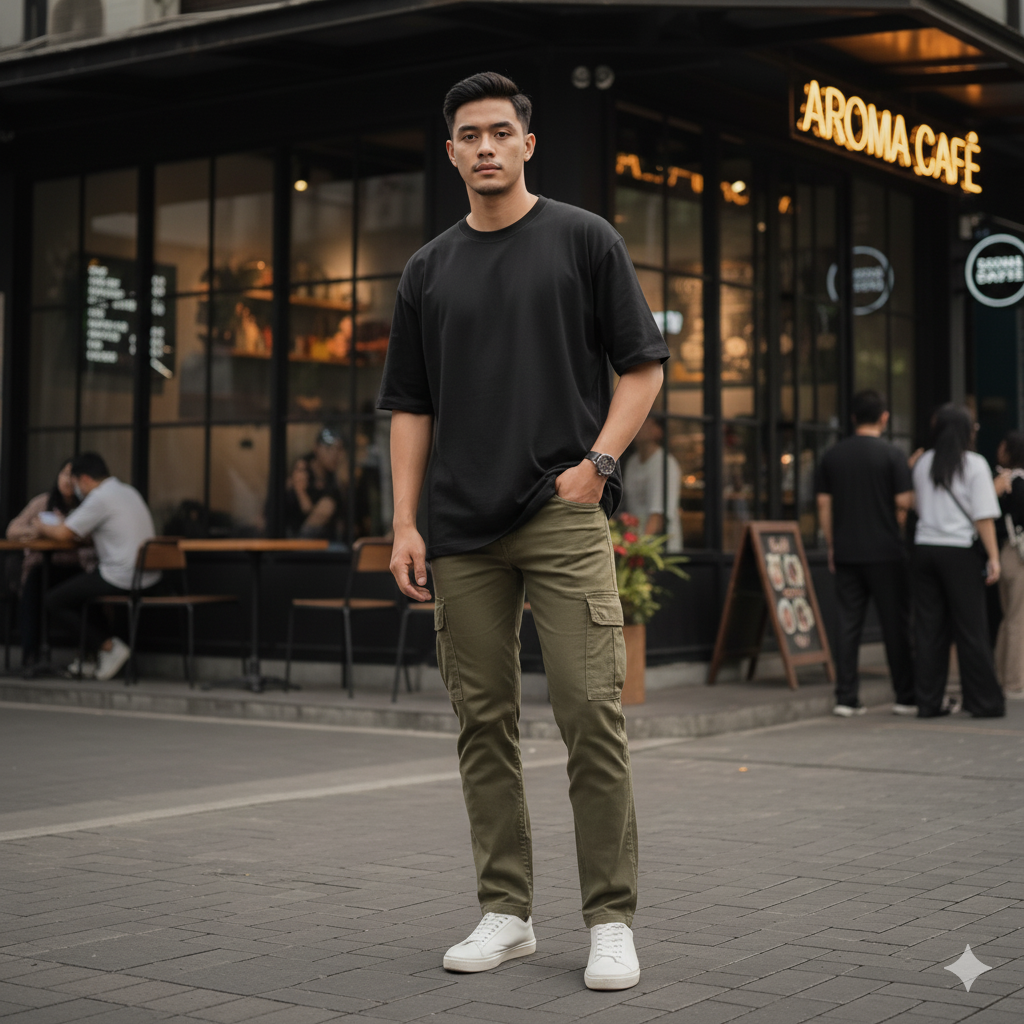 Biar Nggak Kelihatan Asal Pakai, Ini Cara Tampil Keren dengan Kaos Hitam Oversized