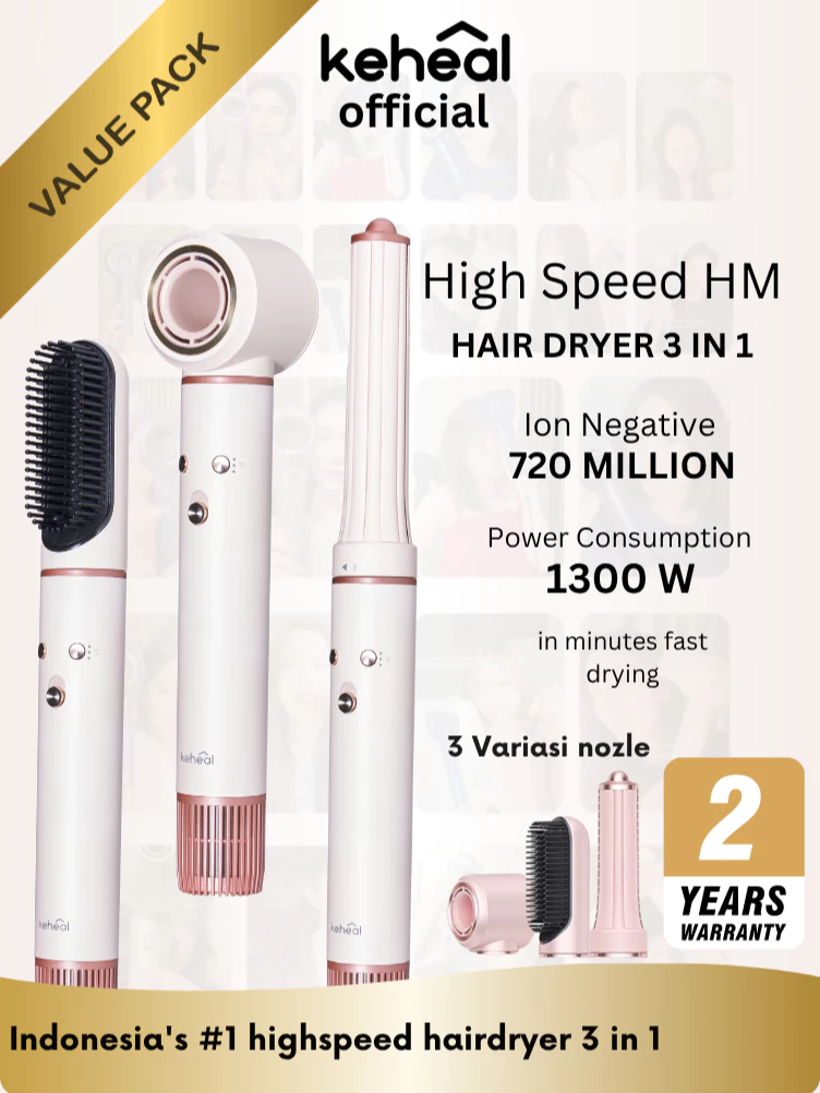 Cukup Satu Alat, Bisa Styling Rambut Sesuka Hati Pakai KEHEAL High Speed Hair Dryer 3 in 1!