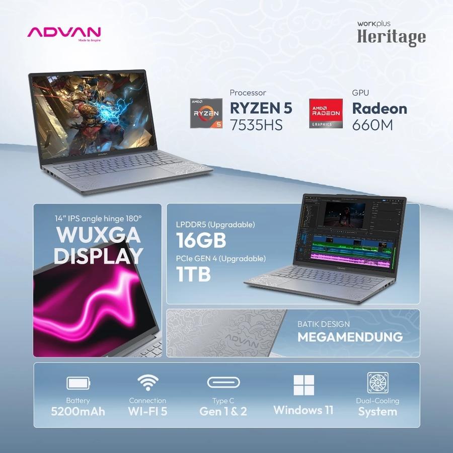 Review ADVAN Workplus Heritage Ryzen 5 7535HS untuk Kerja Sehari Hari