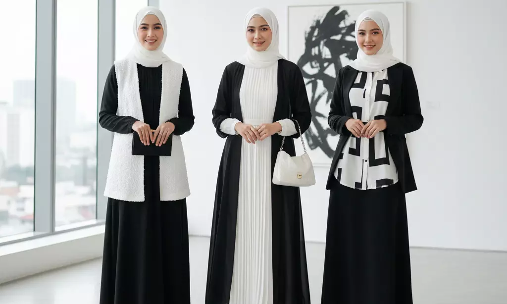 10+ Ide OOTD Lebaran Monokrom Hitam-Putih yang Auto Chic Sepanjang Hari