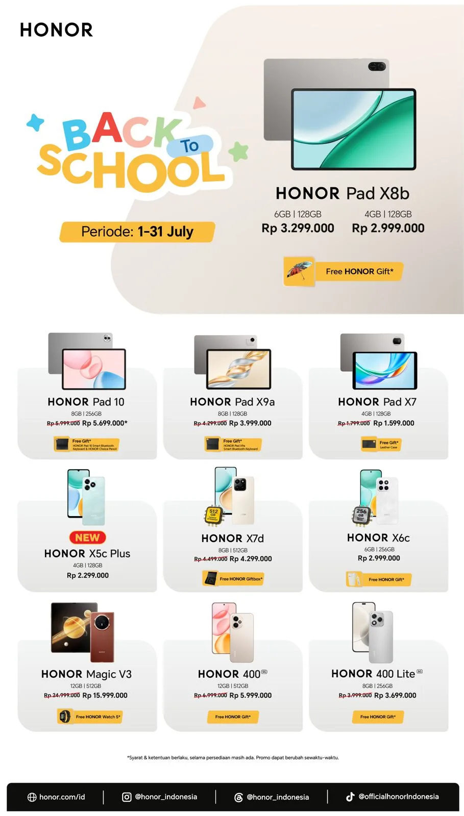 Promo Back to School Honor: Tablet dan Smartphone untuk Pelajar