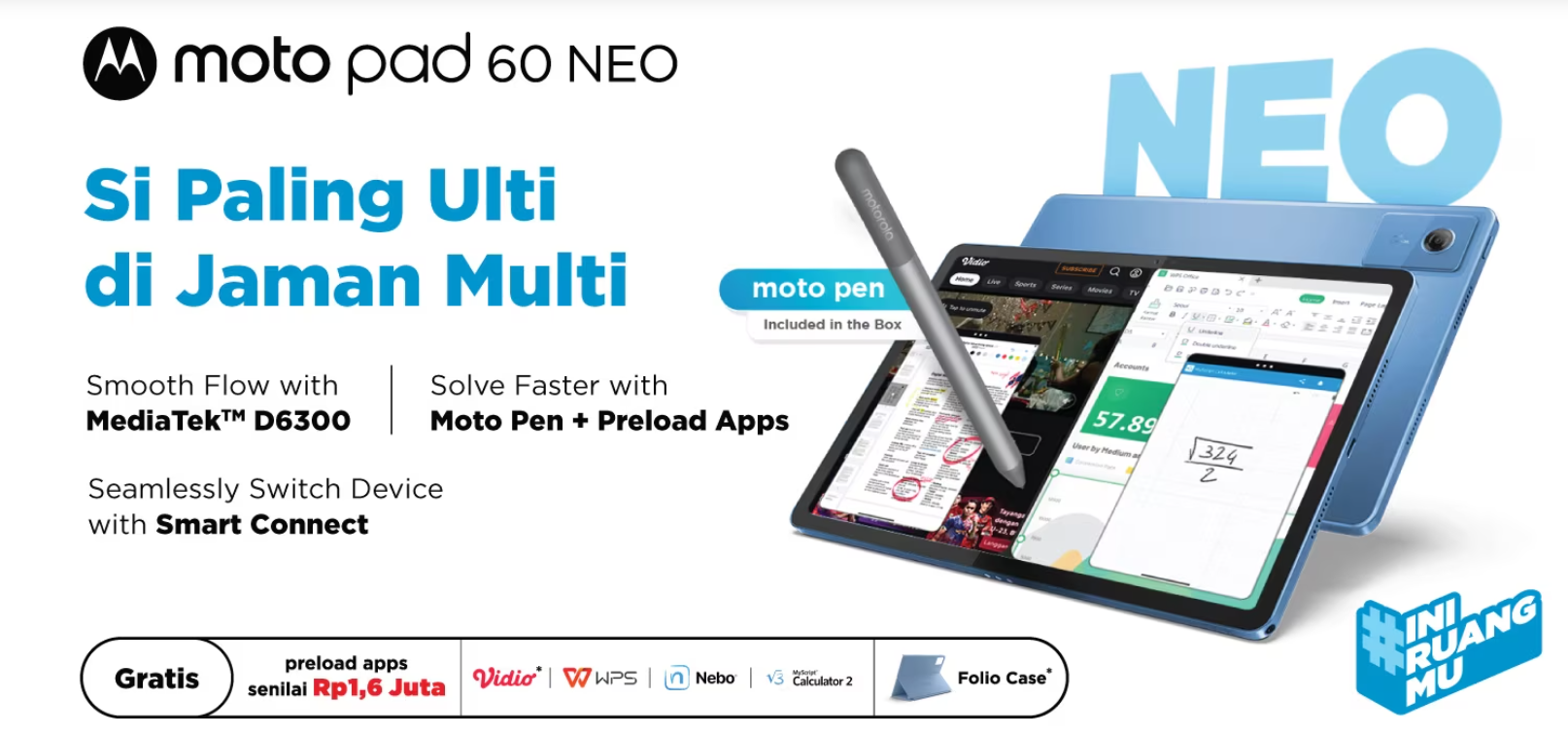 Moto Pad 60 Neo: Tablet 2.5K Murah dengan Stylus untuk Belajar dan Kerja