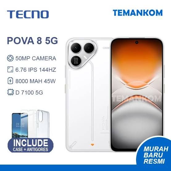 Tecno Pova 8 5G: Baterai 8.000 mAh, Layar 144Hz, dan AI
