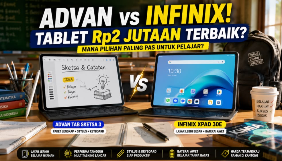 Tablet 2 Jutaan untuk Belajar Online: ADVAN Tab Sketsa 3 vs Infinix XPAD 30E
