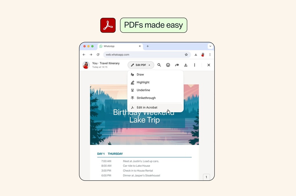 WhatsApp Tambah Edit PDF dan Daftar Langsung di iPad