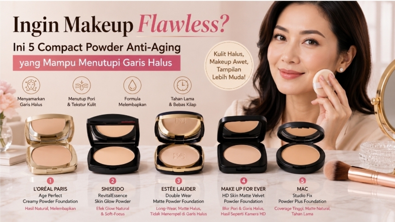 Bedak Kompak Anti-Aging Terbaik untuk Menutupi Garis Halus