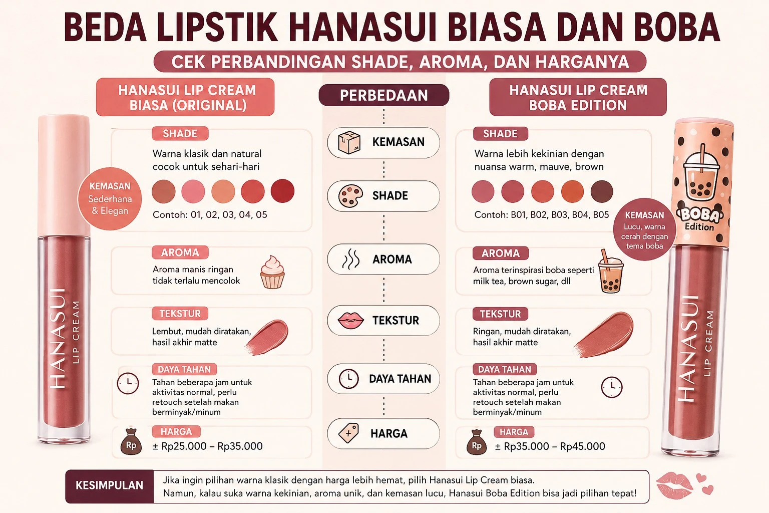 Hanasui Lip Cream Biasa vs Boba Edition: Mana yang Lebih Menarik?