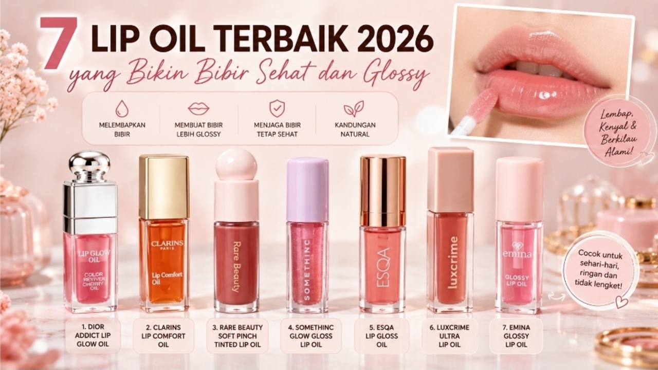 7 Lip Oil Terbaik untuk Bibir Lembut, Kenyal, dan Berkilau Alami Sepanjang Hari