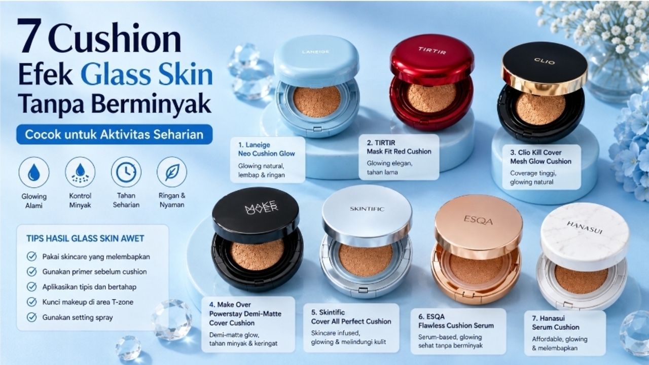 7 Cushion Terbaik untuk Glass Skin Tahan Lama Sepanjang Hari