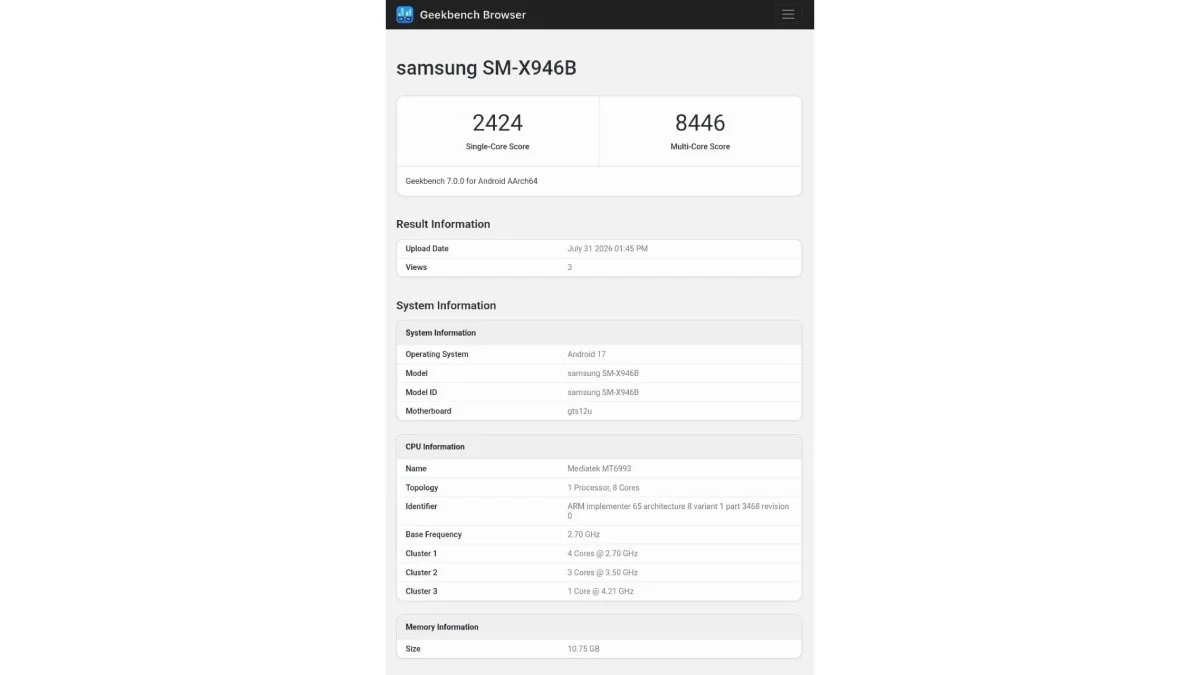 Galaxy Tab S12 Ultra: Dimensity 9500 dan Android 17 Siap Tantang Tablet Premium