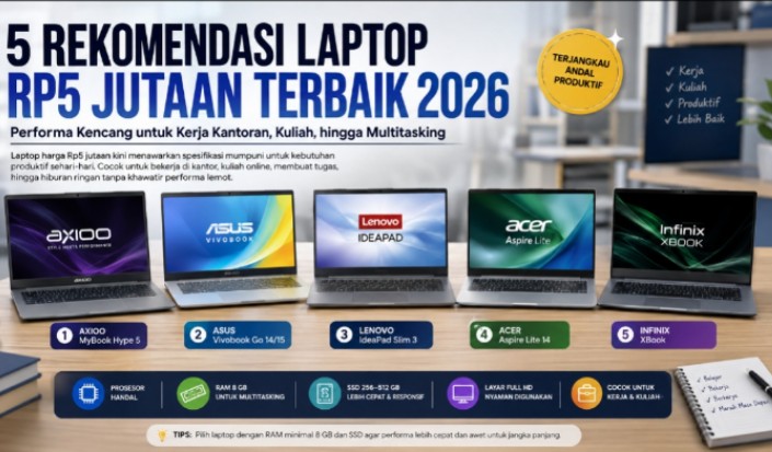 Laptop 5 Jutaan untuk Multitasking Kerja dan Kuliah
