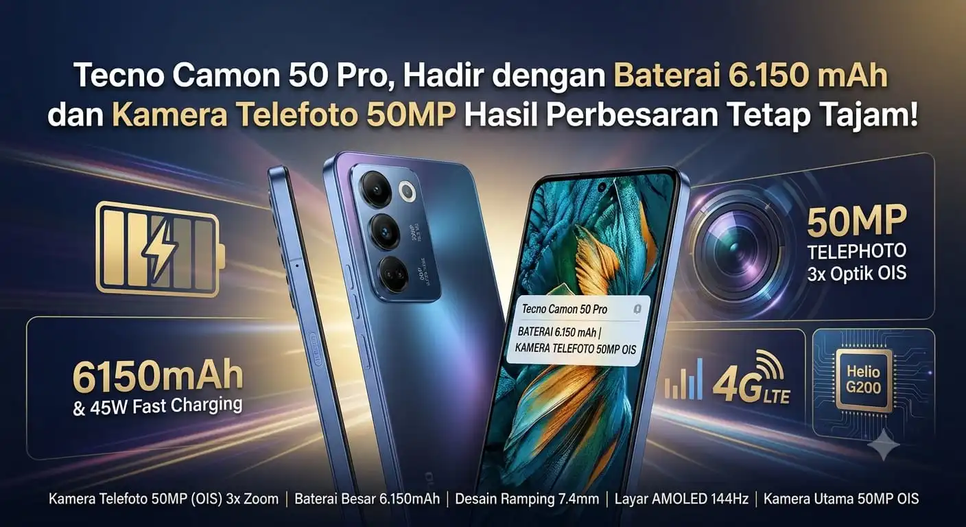 Tecno Camon 50 Pro 5G: Tipis, Tahan Banting, Fokus ke Kamera