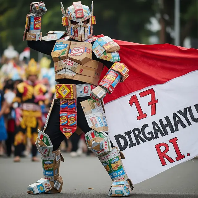 Kostum Karnaval Kemerdekaan dari Barang Bekas Bersama Anak