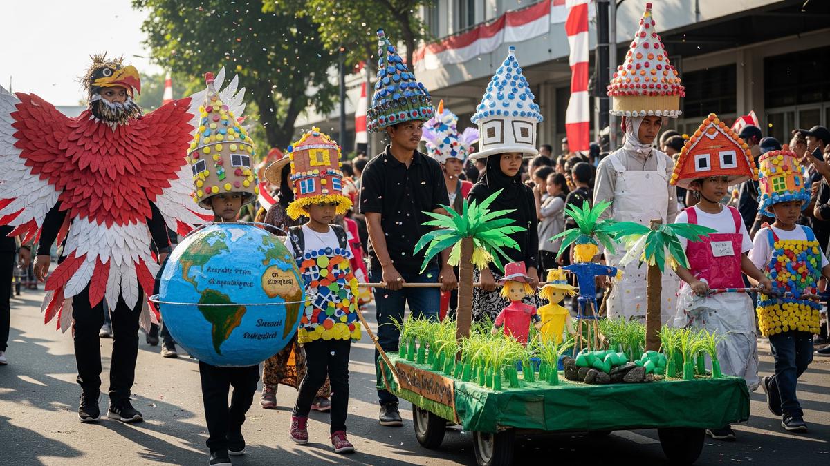Kostum Karnaval Kemerdekaan dari Barang Bekas Bersama Anak