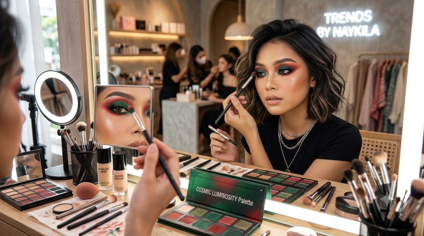 Makeup Warna-Warni Naykilla: Panduan Eyeshadow Hijau-Merah Viral
