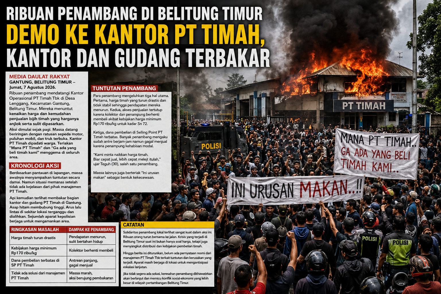 Ribuan Penambang Timah Belitung Meledak di Gantung