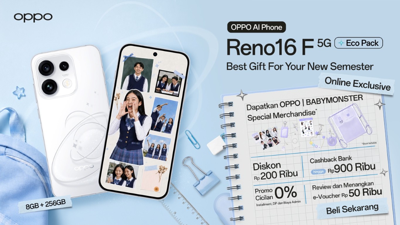 OPPO Reno16 F 5G Eco Pack: Paket AI Jumbo untuk Mahasiswa
