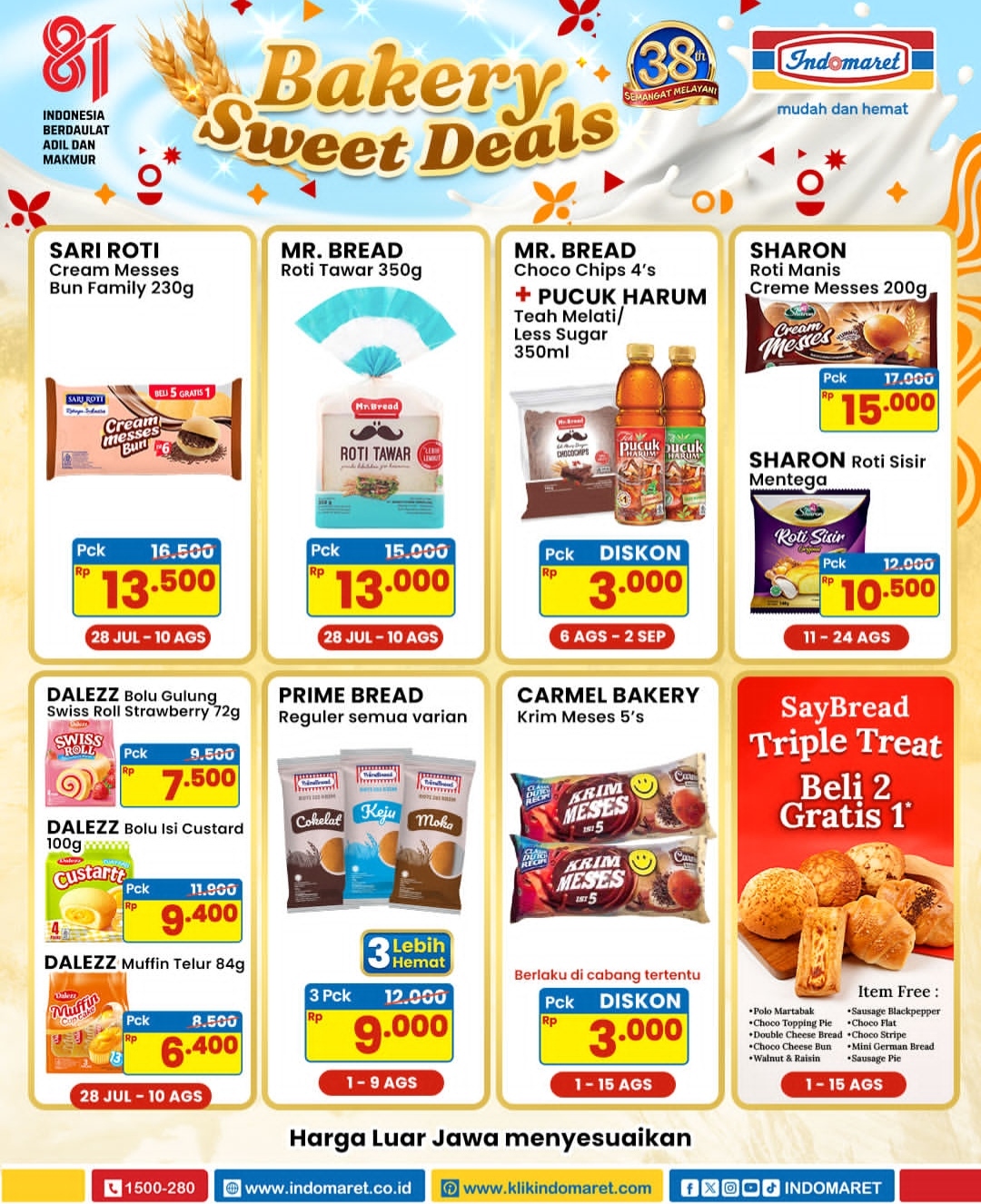 Promo Bakery Sweet Deals Indomaret: Roti Murah dan Beli 2 Gratis 1