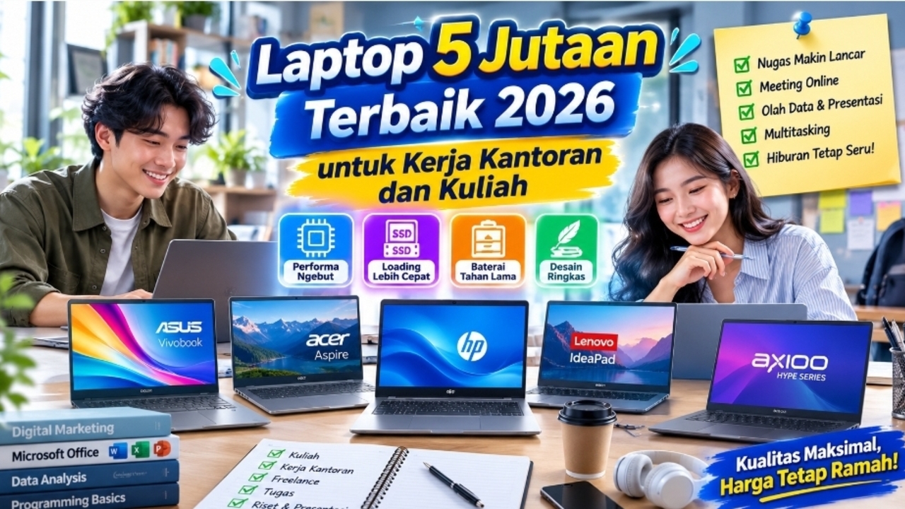 Laptop Rp5–6 Juta Terbaik untuk Kerja Kantoran dan Kuliah