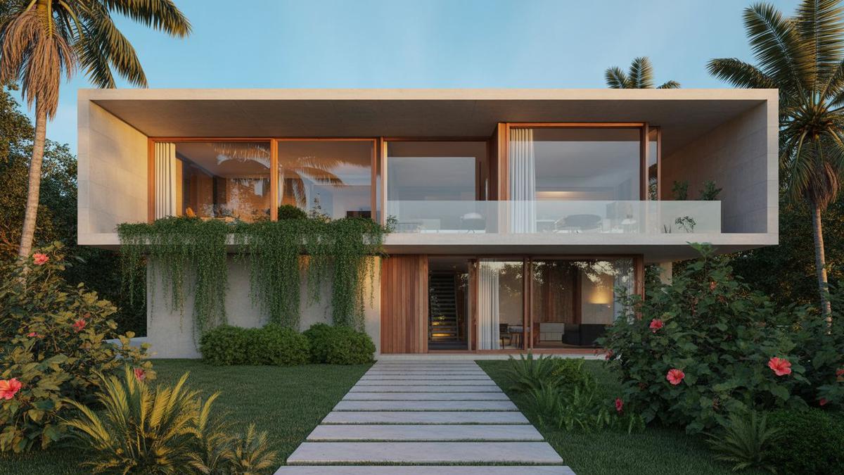 Desain Rumah Monokrom Minimalis dengan Konsep Open Plan