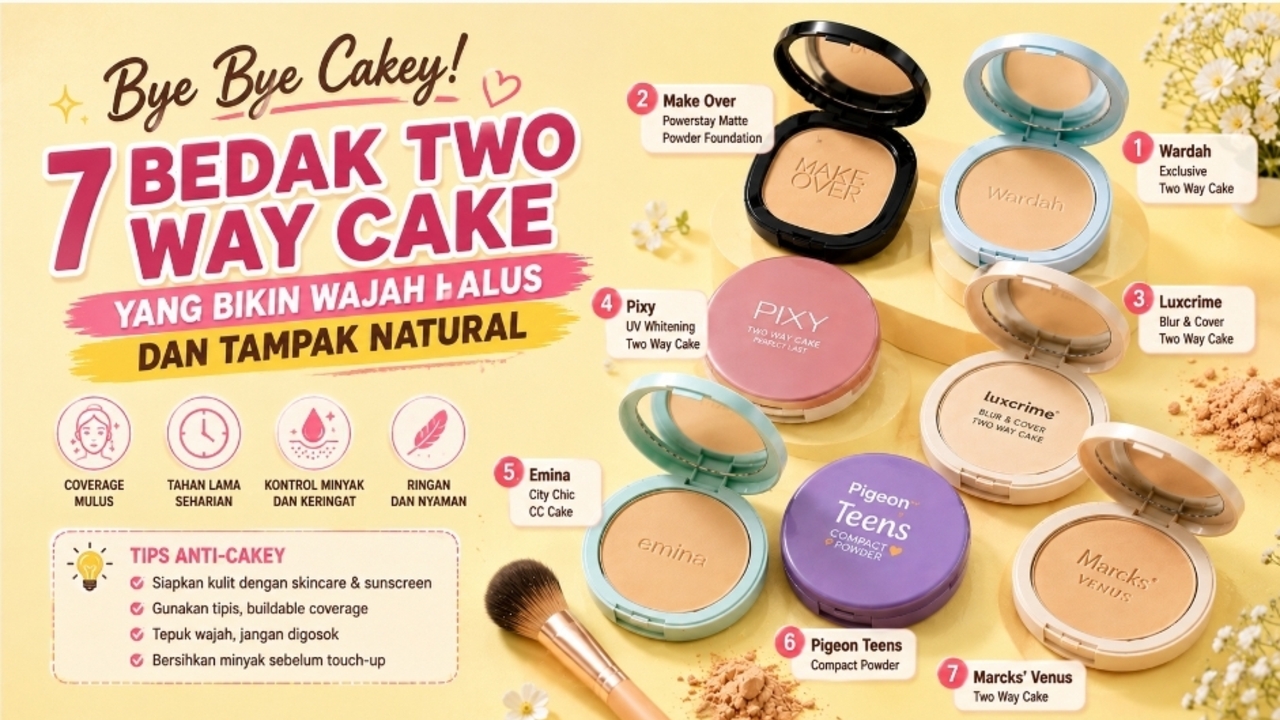 7 Bedak Two-Way Cake Terbaik untuk Wajah Halus dan Natural Sepanjang Hari