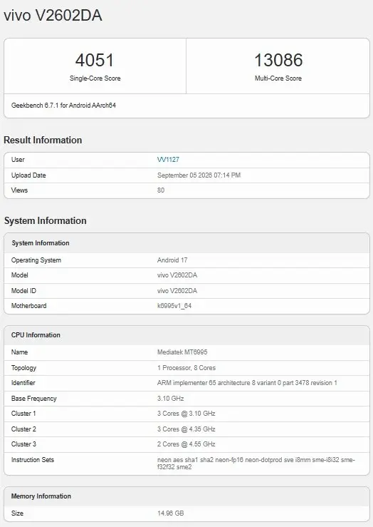Vivo X500 Pro Max Resmi Mengarah ke Pasar Lokal: Dimensity 9600 dan Skor Geekbench Menggoda