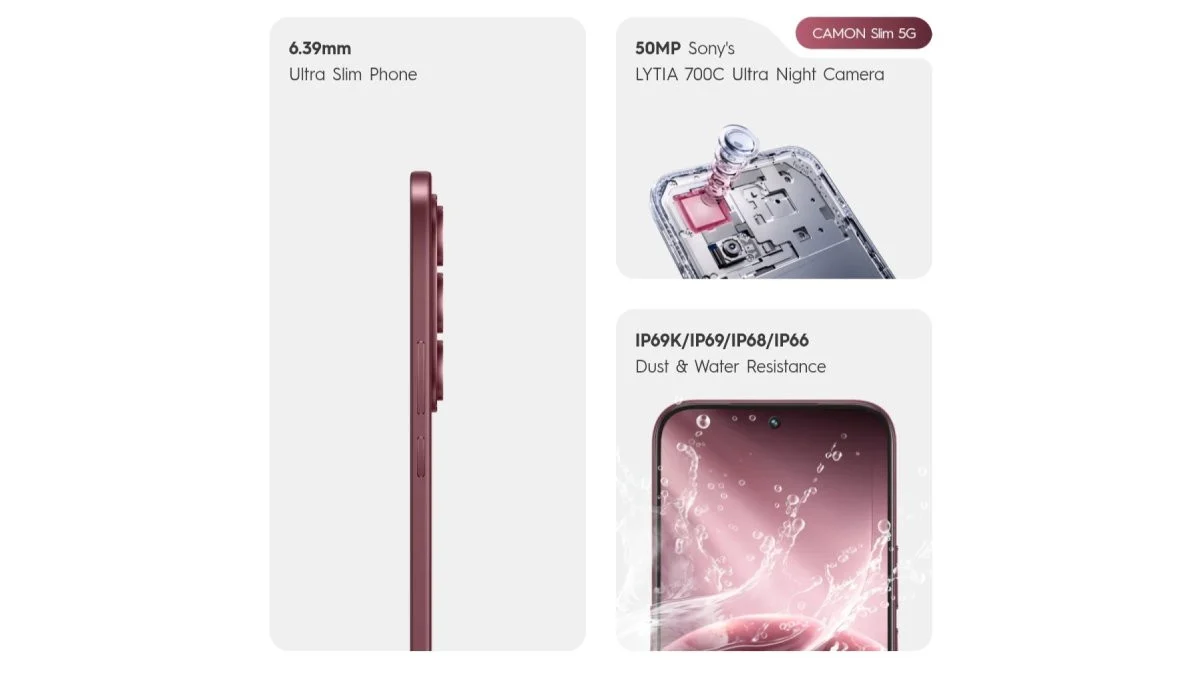 Tecno Camon Slim 5G: Ponsel Tipis, Baterai Jumbo, Fitur Flagship