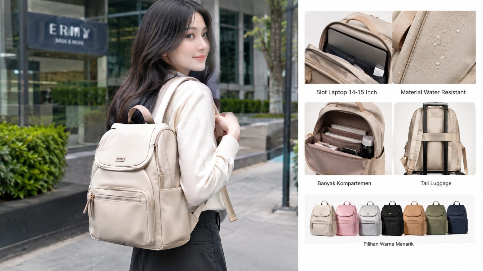 Tas Ransel Minimalis Korea: Fungsional, Stylish, dan Siap Temani Hari Anda