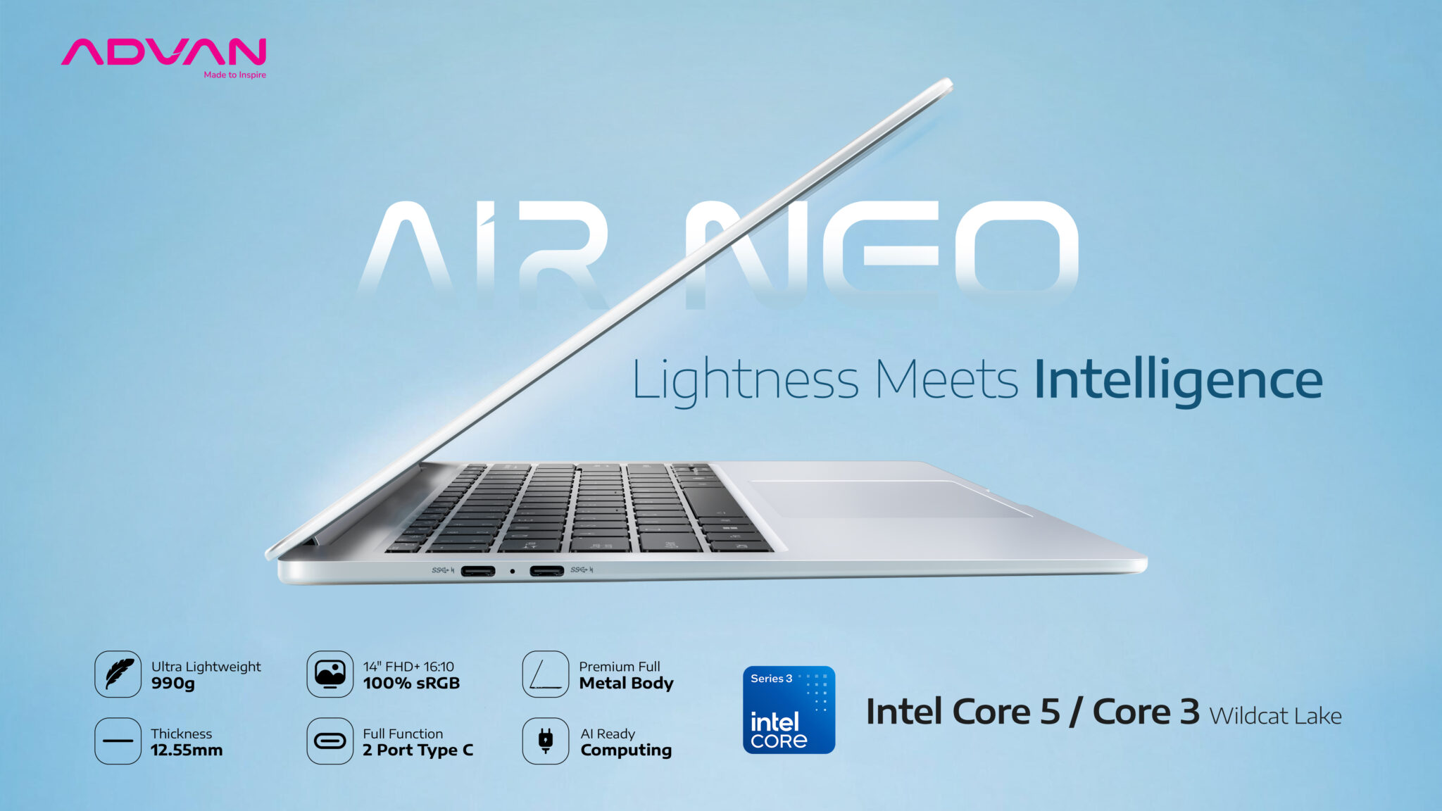 ADVAN AIR NEO: Laptop Ultra-Ringan 0,99 Kg untuk Mobilitas Maksimal
