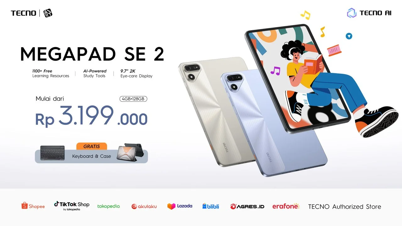 Tablet AI Mulai Rp3 Juta: TECNO MEGAPAD 2 dan SE 2