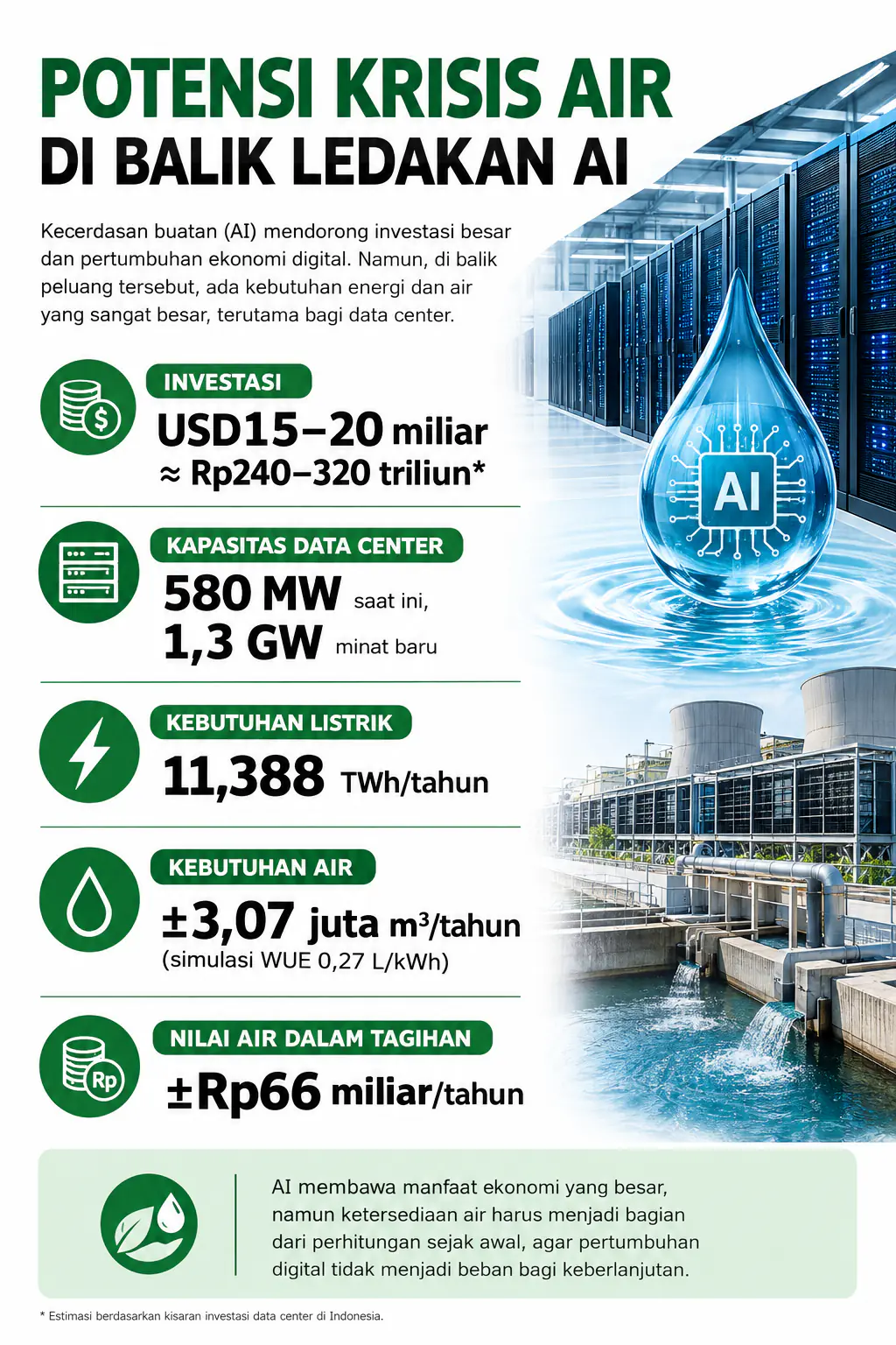 Ekspansi Data Center AI Ancam Ketahanan Air