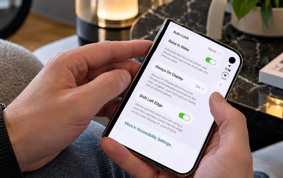 Mengaktifkan Shift Left Edge di iPhone Duo untuk Casing Tebal