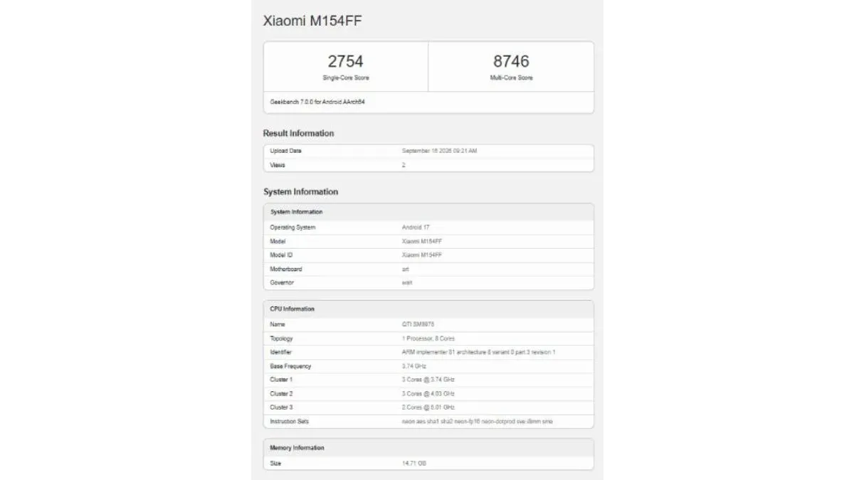 Xiaomi 18 Pro Cetak Rekor Geekbench dengan Snapdragon 8 Elite Extreme