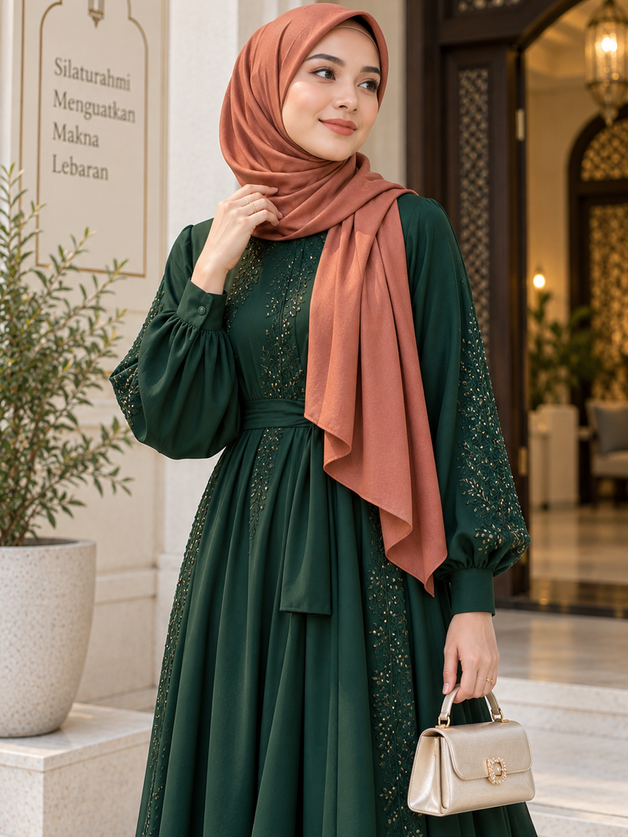 Baju Lebaran Hijau Botol: 13 Warna Hijab Paling Serasi