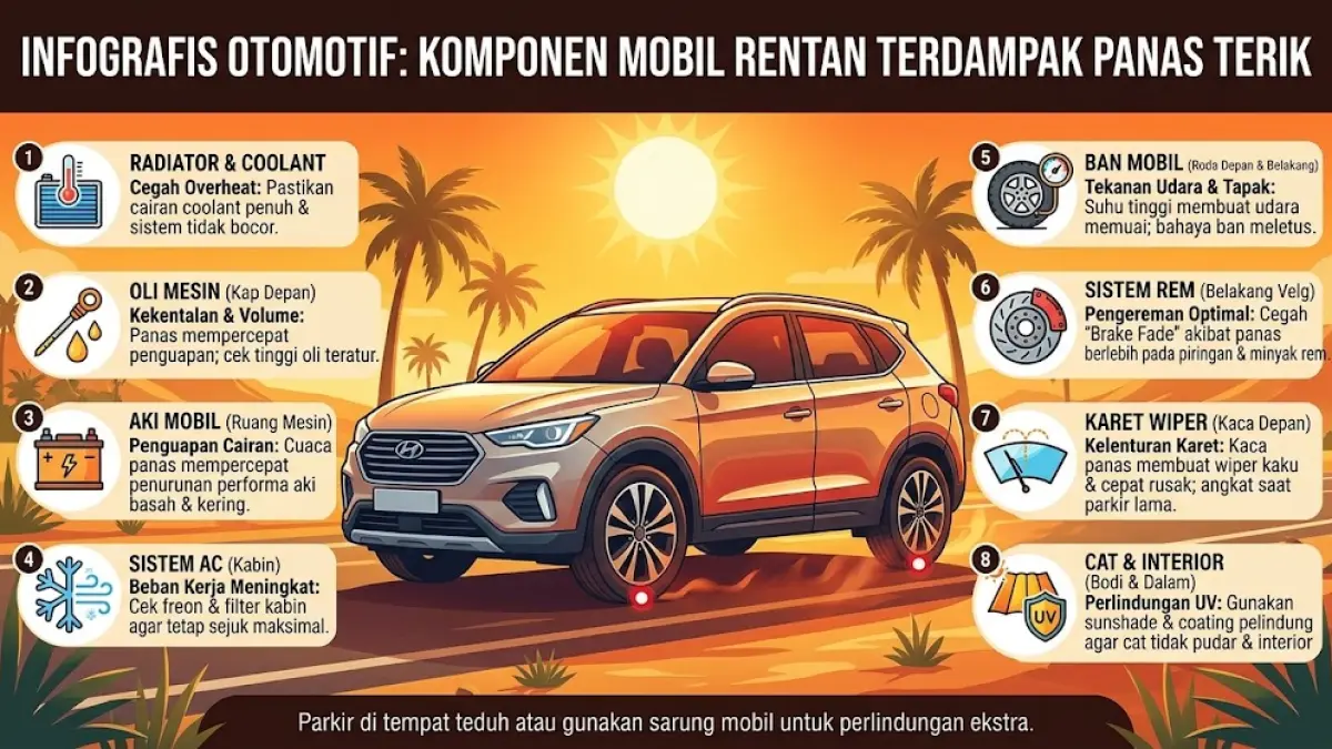 7 Komponen Mobil yang Wajib Dicek Saat Cuaca Panas Ekstrem