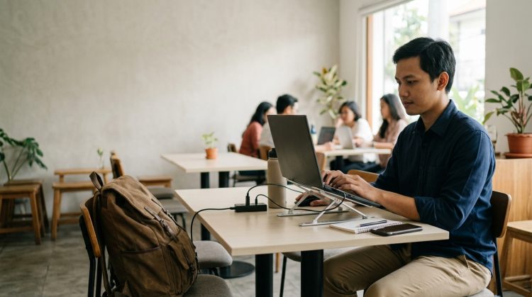 Stand Laptop Portabel dan Tas Kerja Rp100–300 Ribu untuk Kerja Mobile Ergonomis