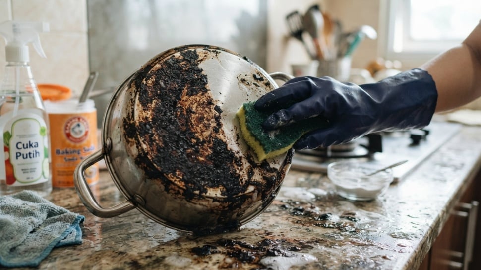 Hilangkan Noda Pelangi dan Kerak Membandel pada Peralatan Dapur dengan Bahan Rumahan
