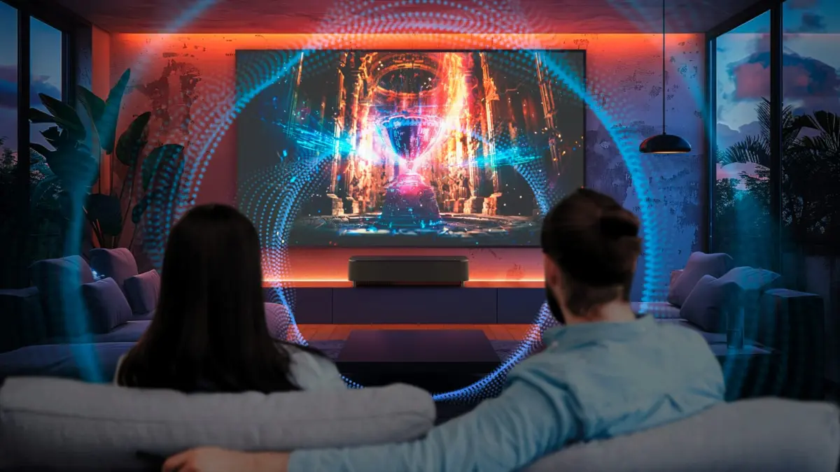 Proyektor Ultra-Short-Throw dengan AI dan Bose: Bioskop Rumah All-in-One