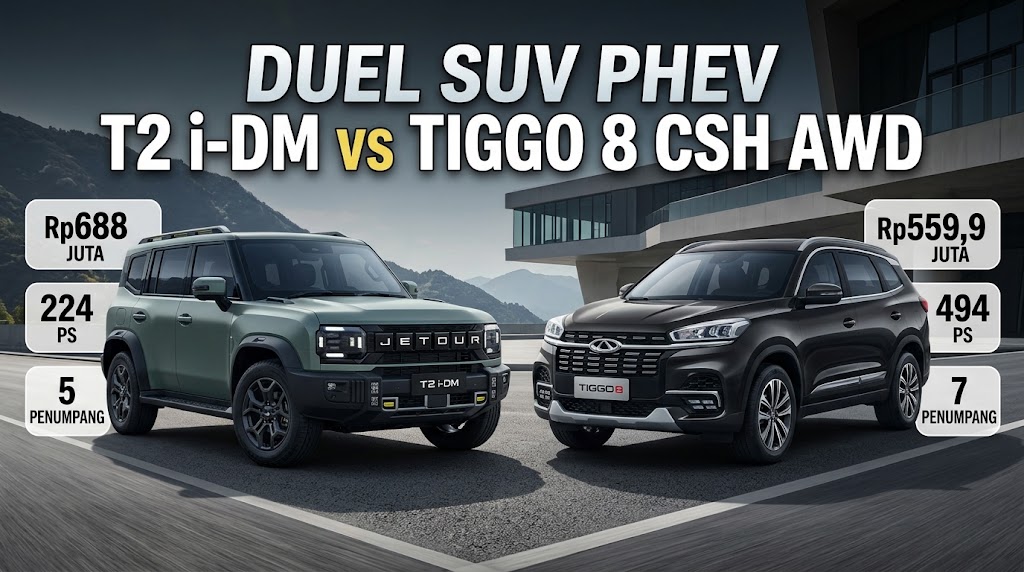 Jetour T2 i-DM vs Chery Tiggo 8 CSH AWD: Pilih yang Mana untuk Keluarga?