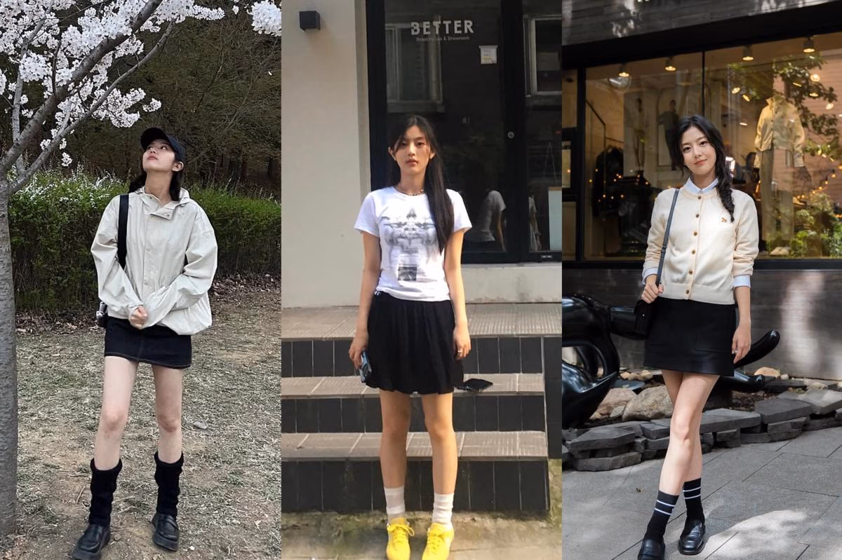 Cara Padukan Rok Hitam dan Plaid Skirt ala Selebriti