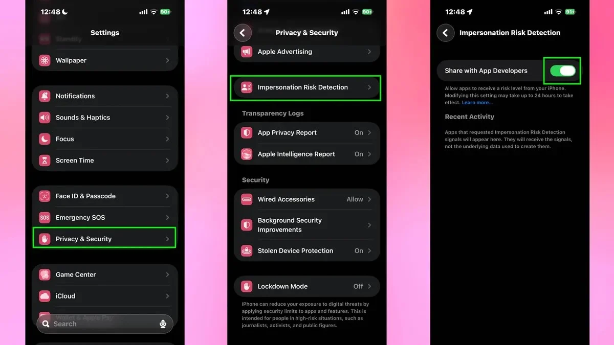 Cara Mengaktifkan Deteksi Risiko Penipuan untuk Transfer Uang di iPhone