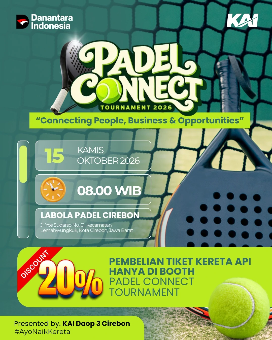 Diskon Tiket Kereta 20 Persen di Padel Connect Tournament
