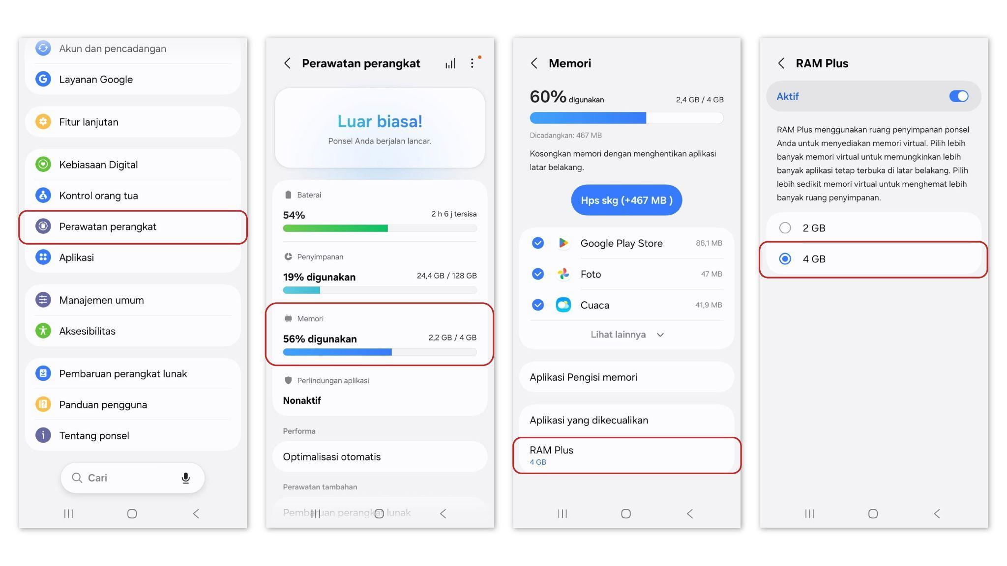Maksimalkan Multitasking di Galaxy A08 dengan Split Screen dan RAM Plus