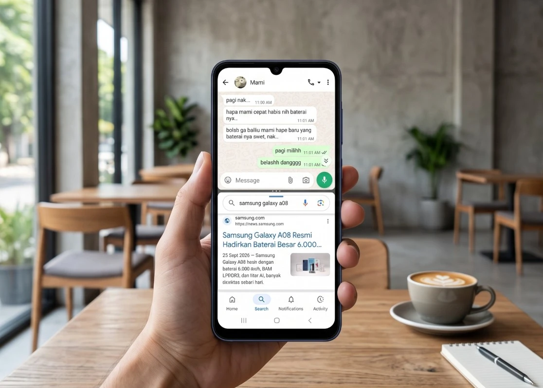 Maksimalkan Multitasking dengan Split Screen dan RAM Plus di Galaxy A08