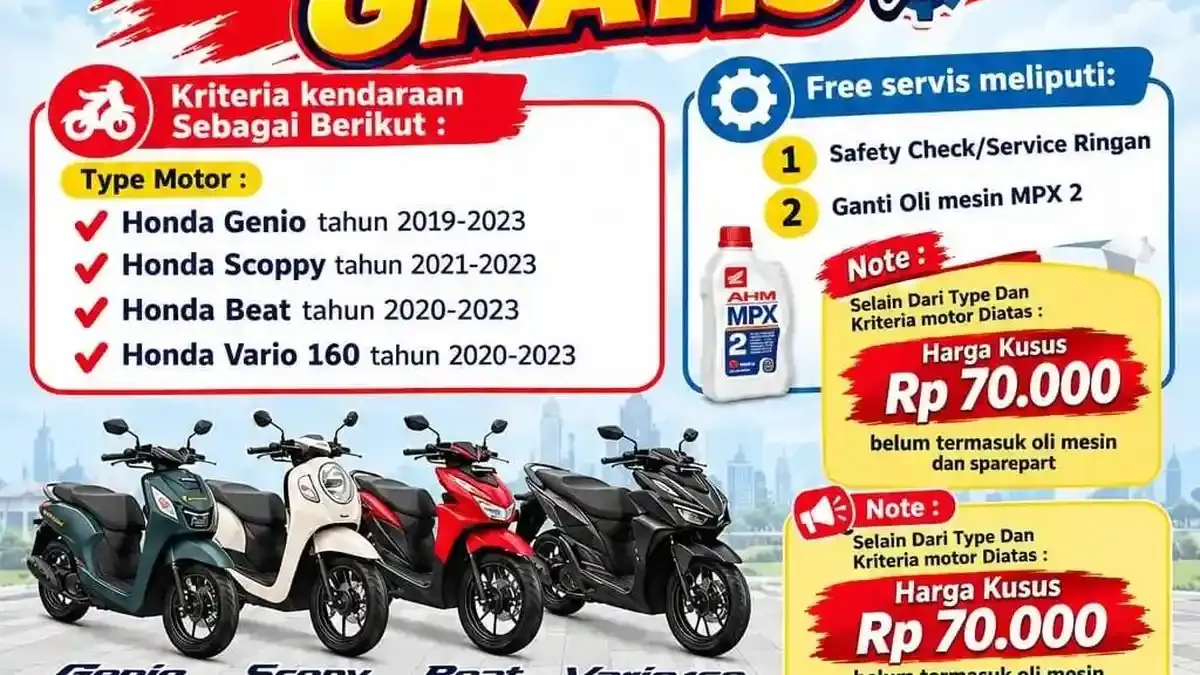 Promo Servis Honda Gratis dan Diskon Jasa: Cek Syarat