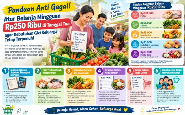 Belanja Rp250 Ribu Seminggu: Menu Hemat Bergizi untuk Keluarga di Tanggal Tua