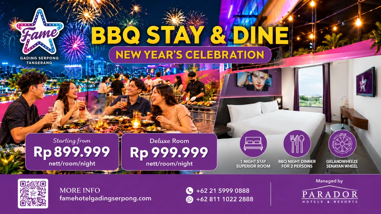 Paket Staycation Tahun Baru dengan BBQ City Light di Fame Hotel Gading Serpong
