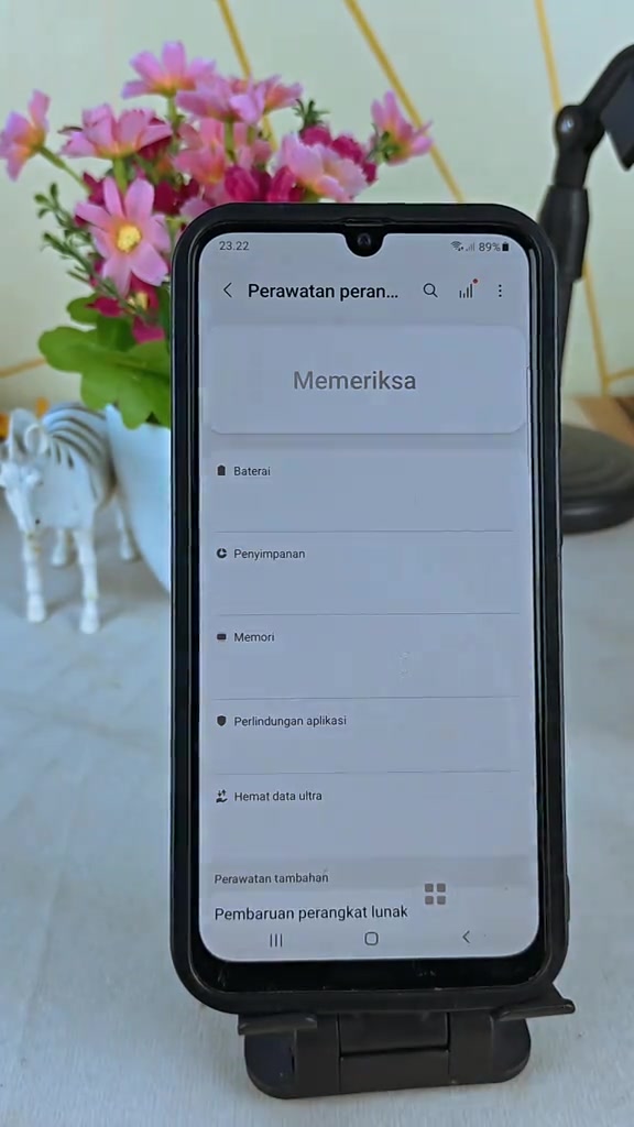 Layar Perawatan perangkat dengan pilihan Penyimpanan dan Memori