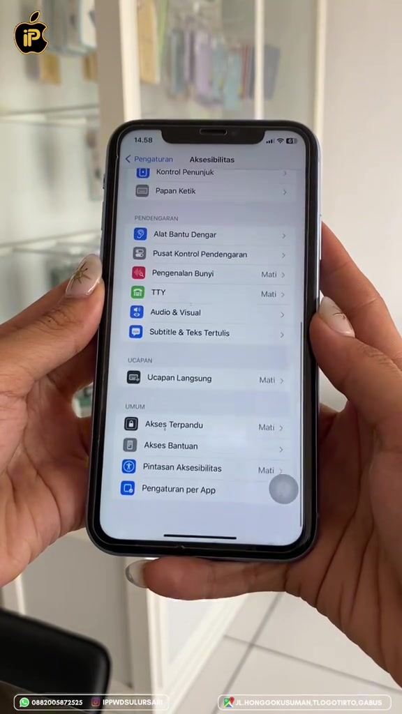 Menu Aksesibilitas iPhone dengan pilihan Akses Terpandu