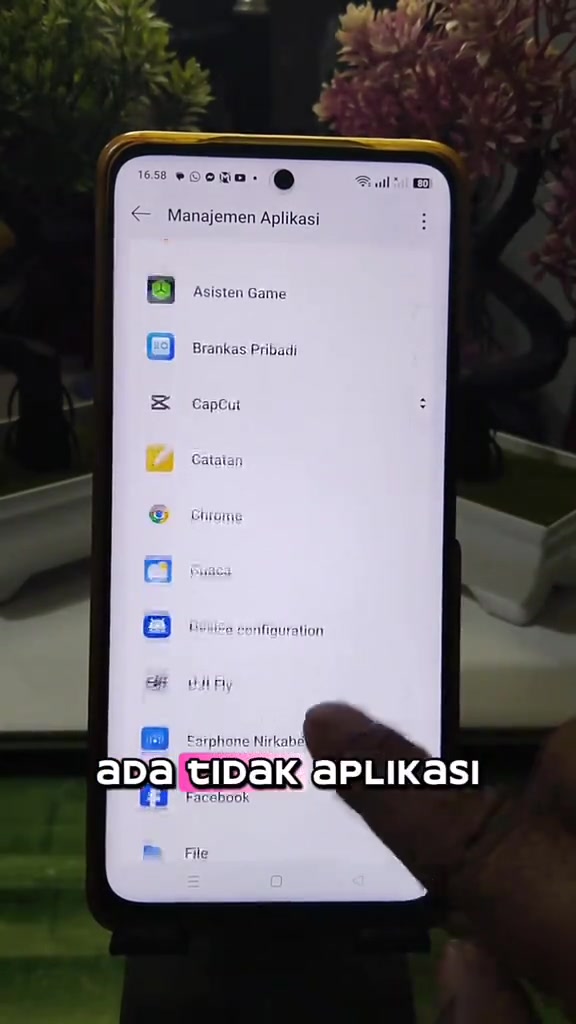 Daftar aplikasi yang terpasang pada menu Manajemen Aplikasi Android